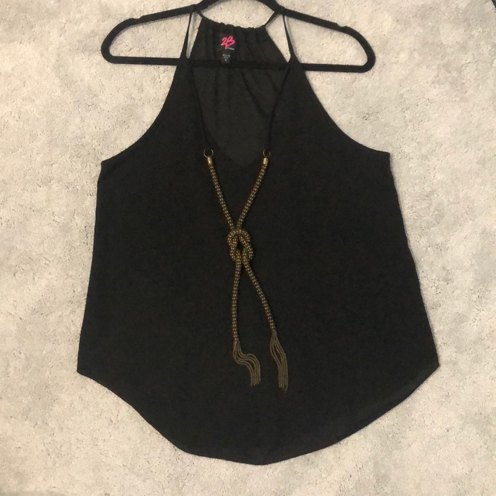 BEBE DRESSY TANK WITH BRASSY CHUNKY ROPE ACCENTS